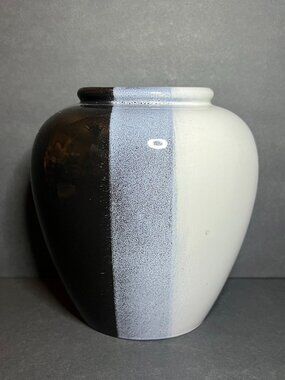 Vintage MCM Scheurich 504-18 West Germany Black, Grey & White Ceramic Vase 7"